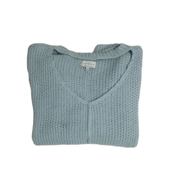 Lucky Brand Baby Blue Thick Knit V-Neck Keyhole Sweater - Picture 1 of 4